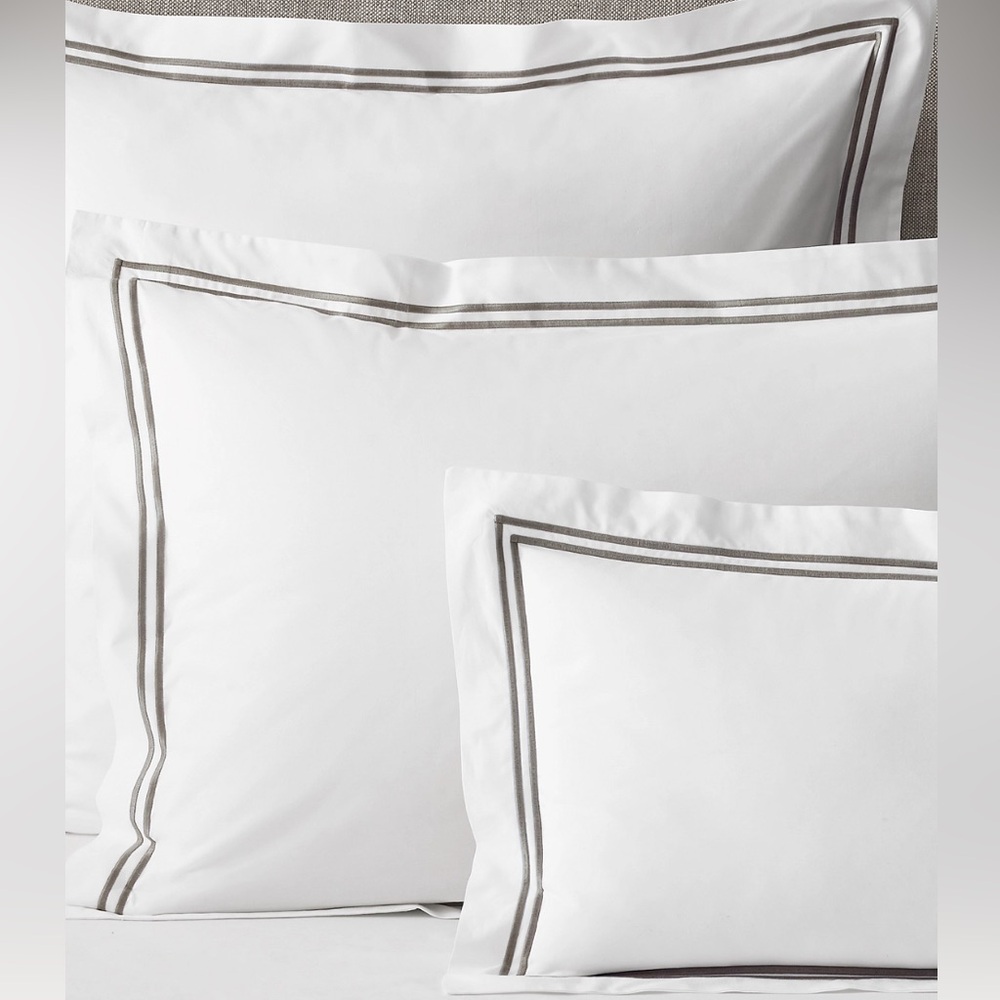 Restoration Hardware Italian White Hotel Satin Stitch Euro shams 🇮🇹🇮🇹🇮🇹